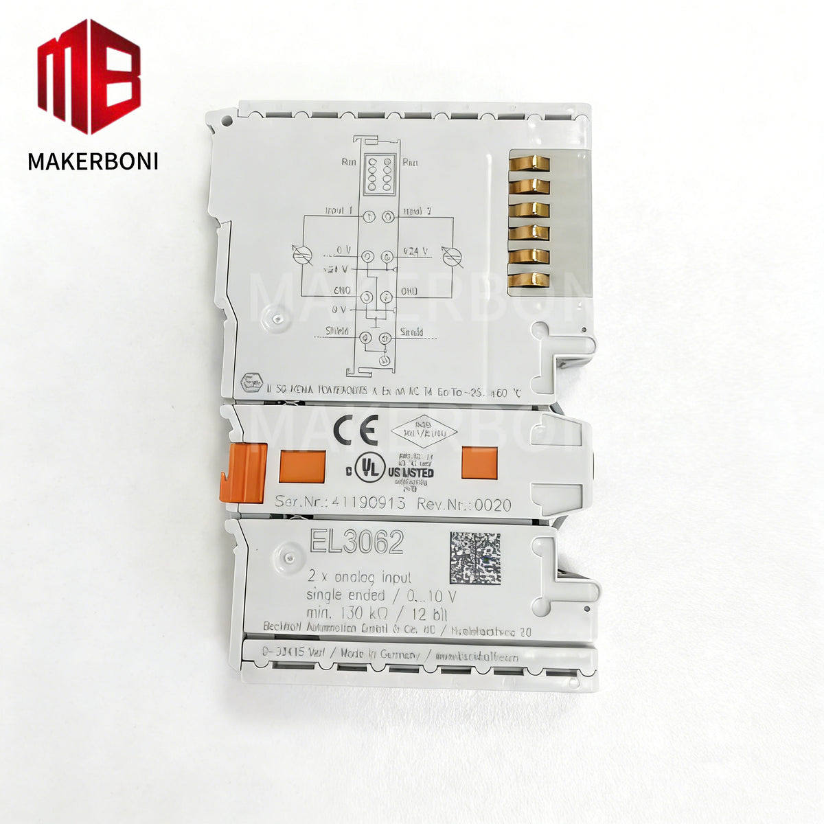 Beckhoff EL3062 2-Channel Analog Input Terminal with 0-10V Range and 12-bit Resolution